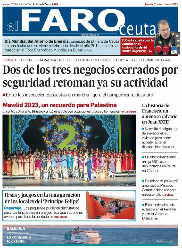 Portada de El Faro de Ceuta (Espa&ntilde;a)