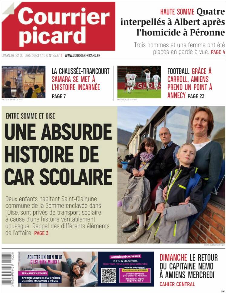 Portada de Courrier Picard (Francia)