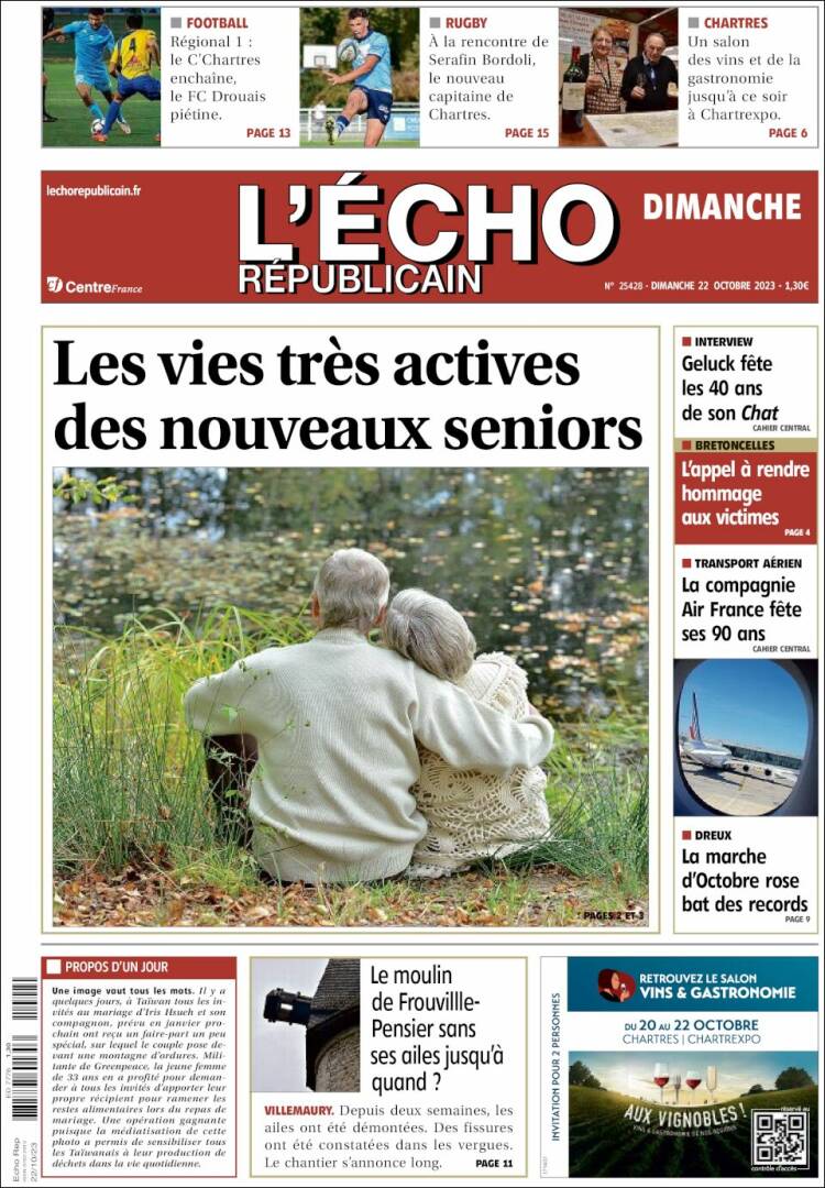 Portada de L'Echo Républicain (Francia)