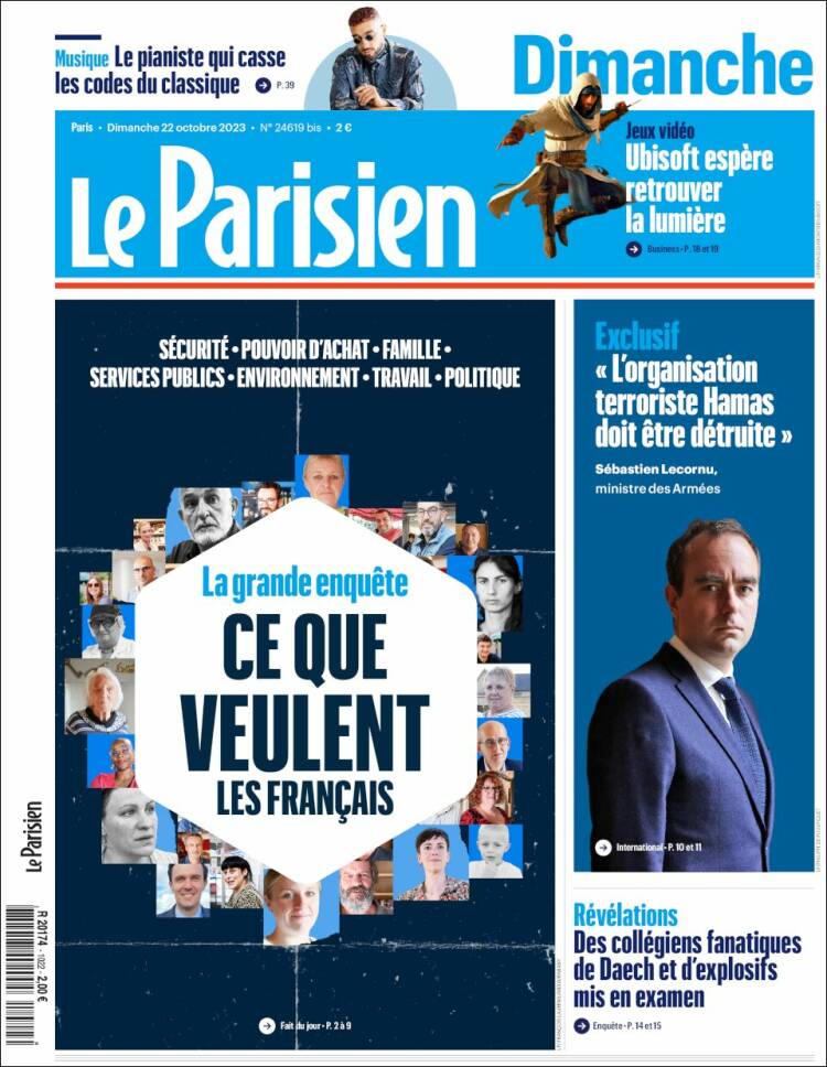 Portada de Le Parisien (Francia)