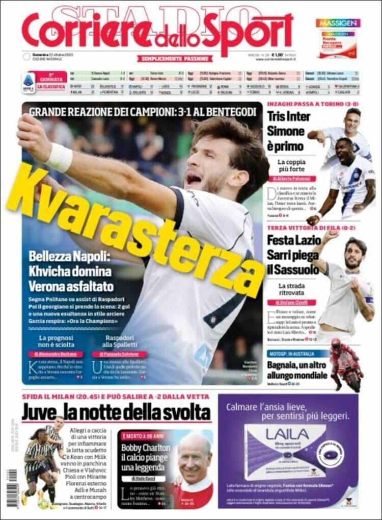 Portada de Corriere dello Sport (Italia)