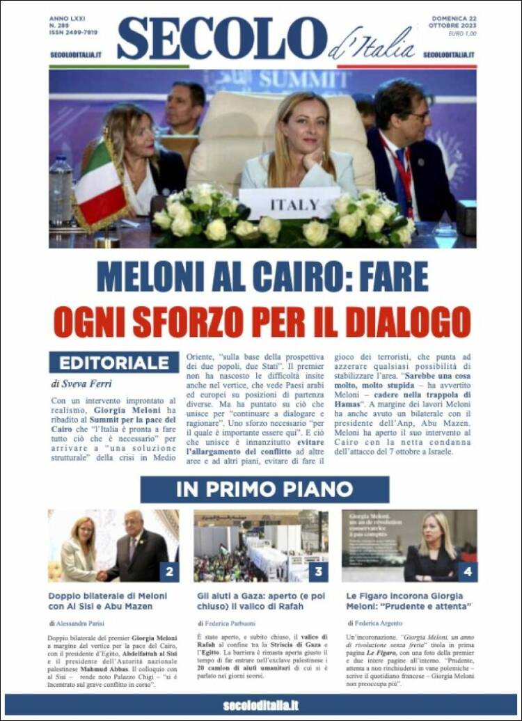 Portada de Secolo d'Italia (Italia)
