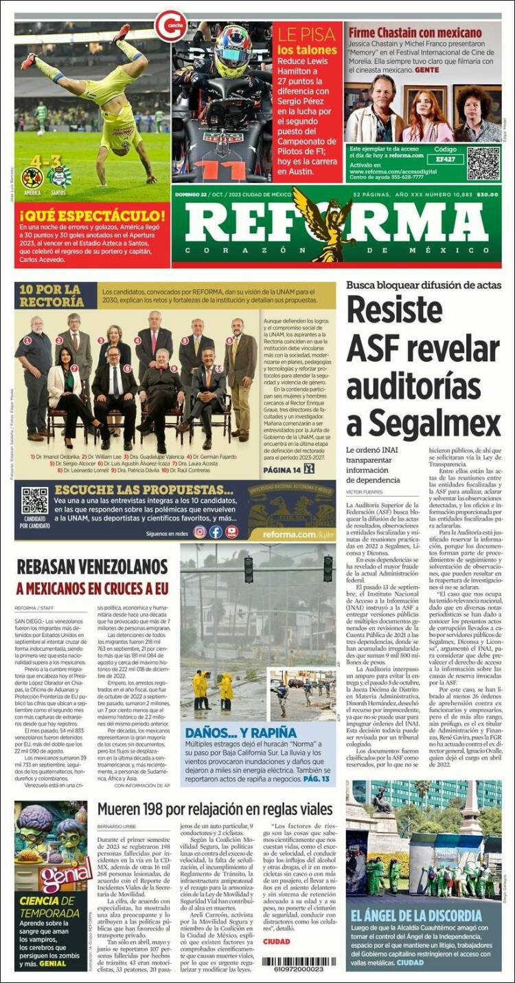 Portada de Reforma (M&eacute;xico)