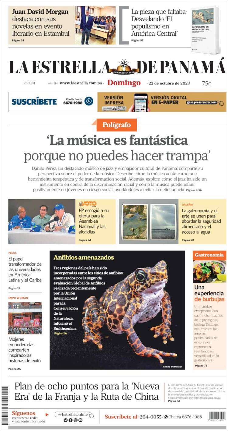 Portada de La Estrella de Panamá (Panam&aacute;)