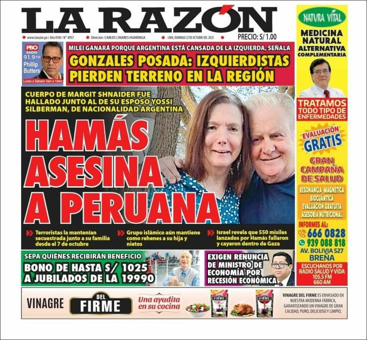 Portada de La Razón (Per&uacute;)