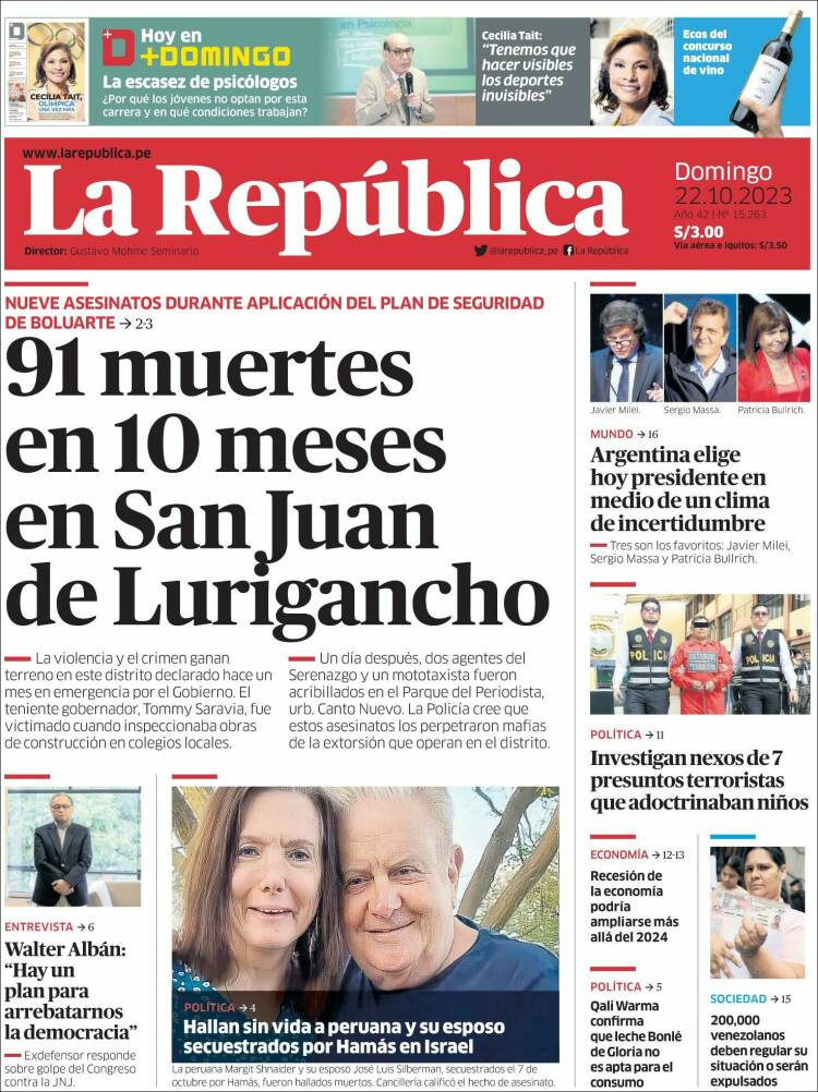 Portada de La Republica (Per&uacute;)