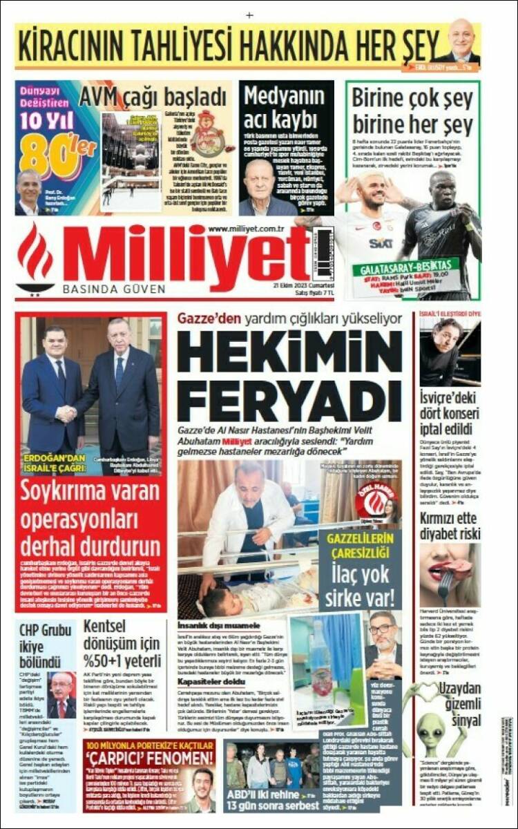Portada de Milliyet (Turqu&iacute;a)