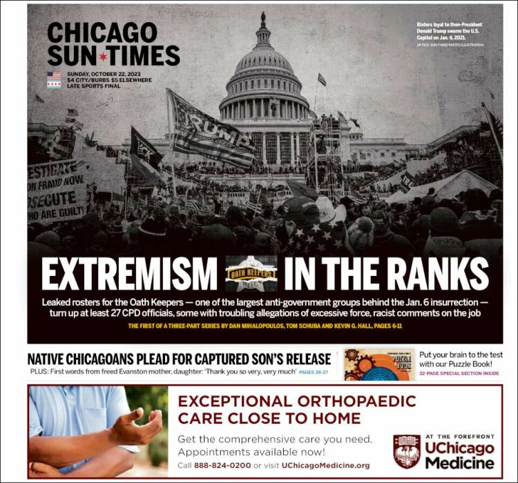 Portada de Chicago Sun-Times (USA)