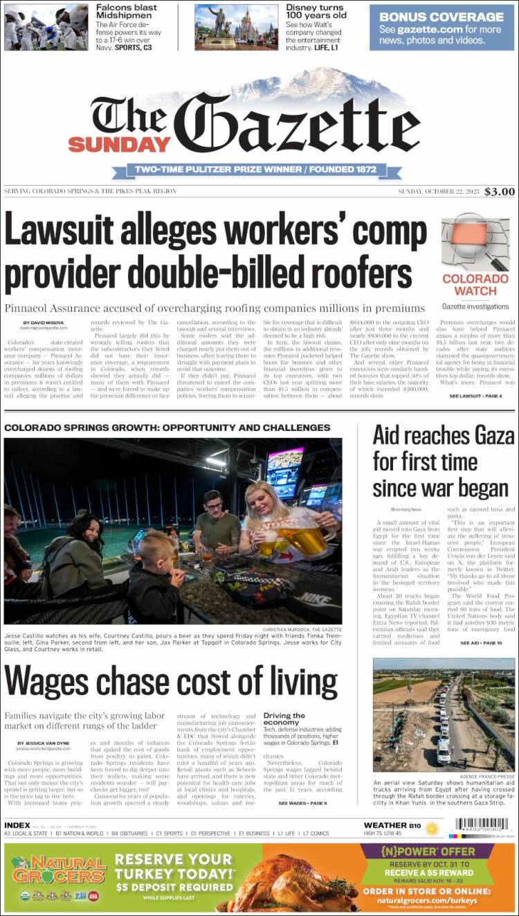 Portada de The Gazette (USA)