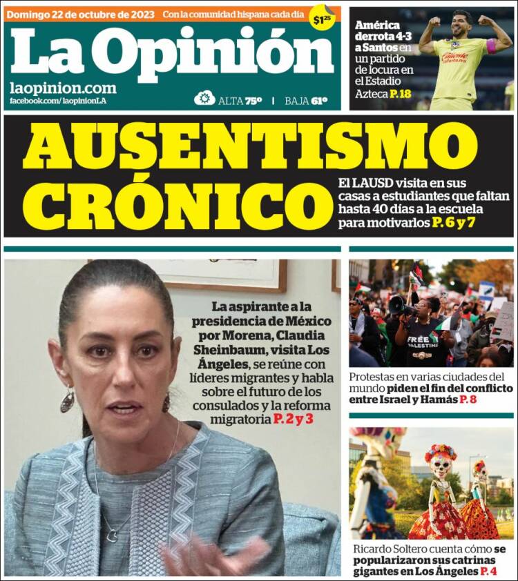 Portada de La Opinión (USA)