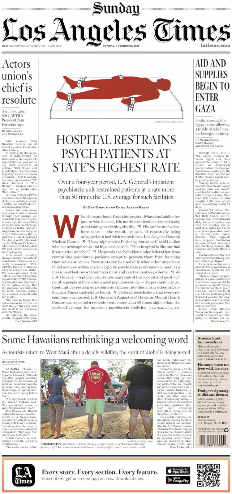 Portada de Los Angeles Times (USA)