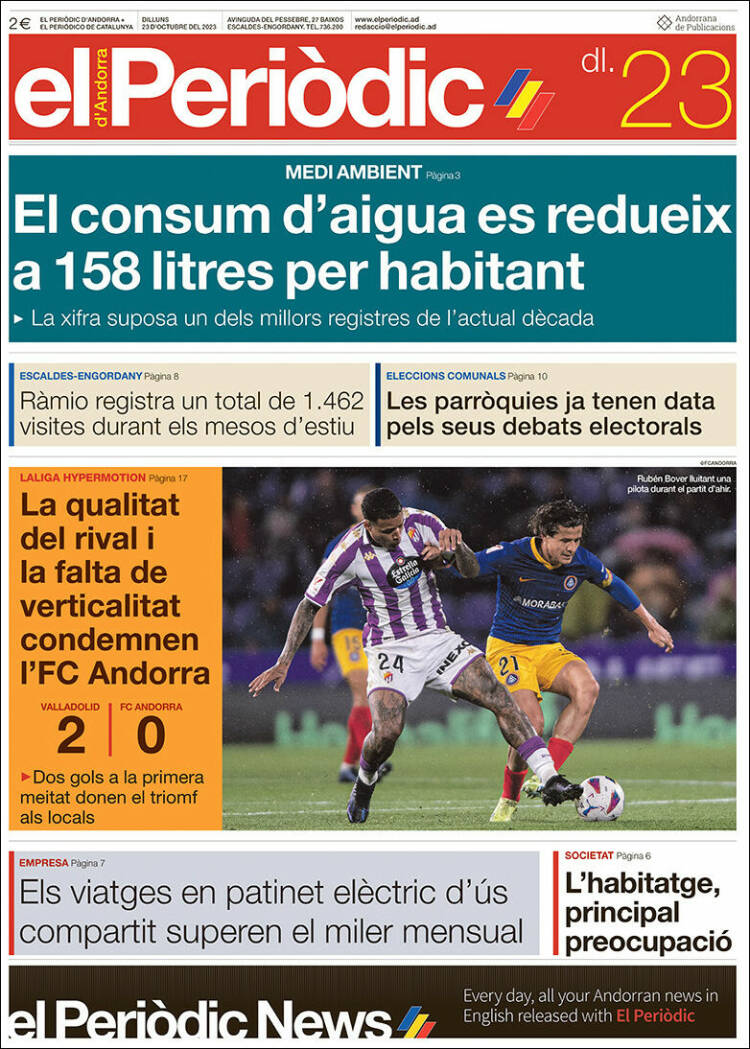 Portada de El Periòdic d'Andorra (Andorra)