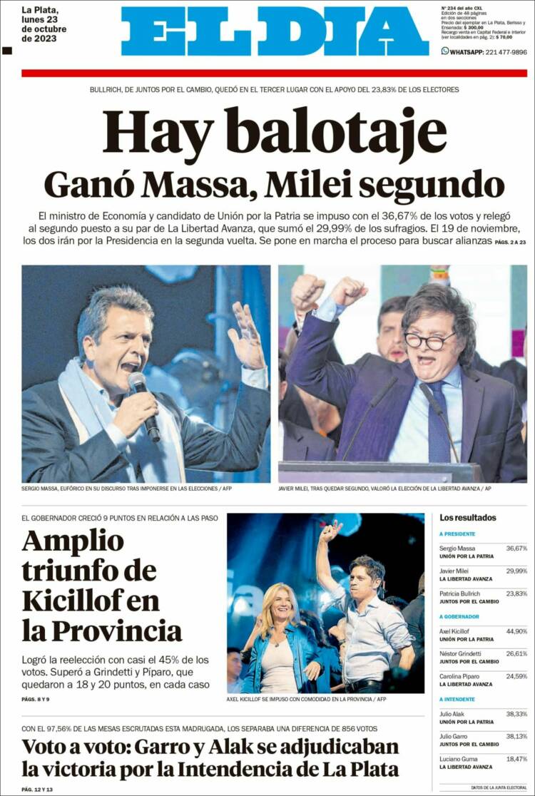 Portada de El Día de la Plata (Argentina)