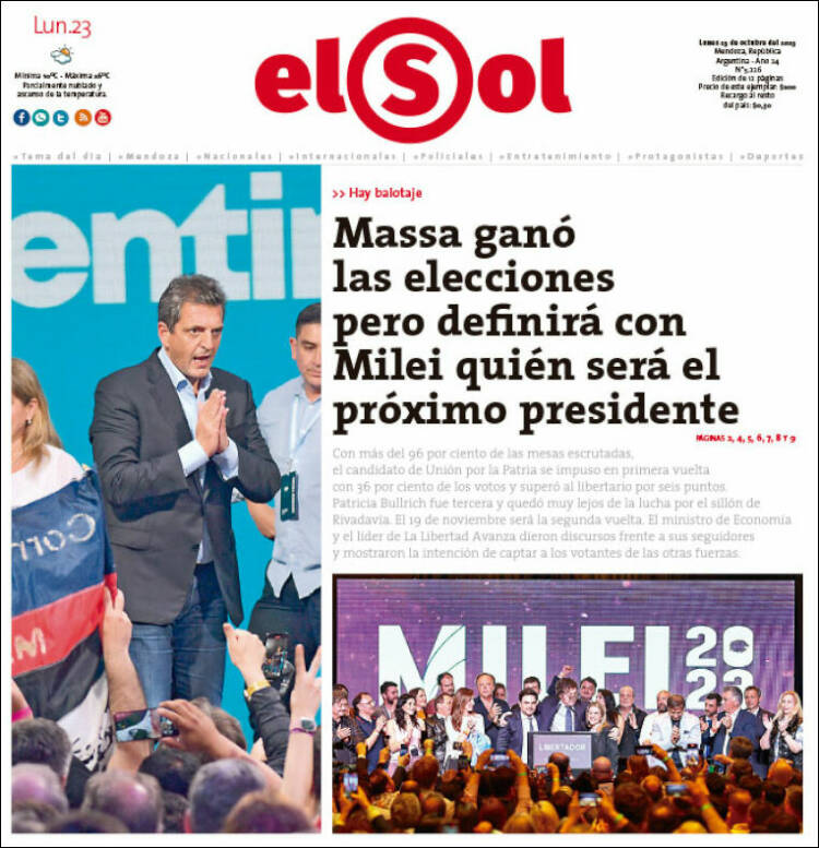 Portada de El Sol Diario (Argentina)