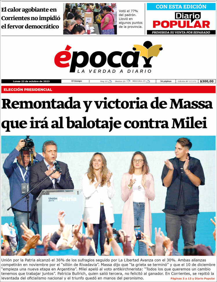 Portada de Diario Época (Argentina)