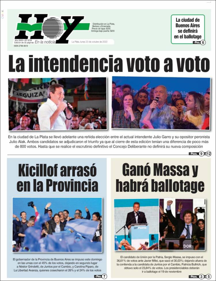 Portada de Diario Hoy (Argentina)