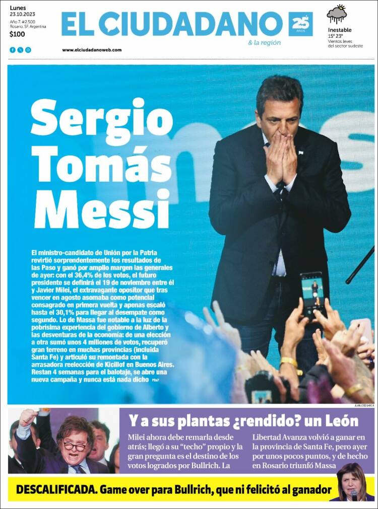 Portada de Diario El Ciudadano (Argentina)