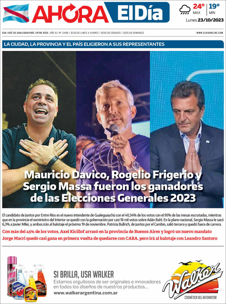 Portada de El Día de Gualeguaychú (Argentina)