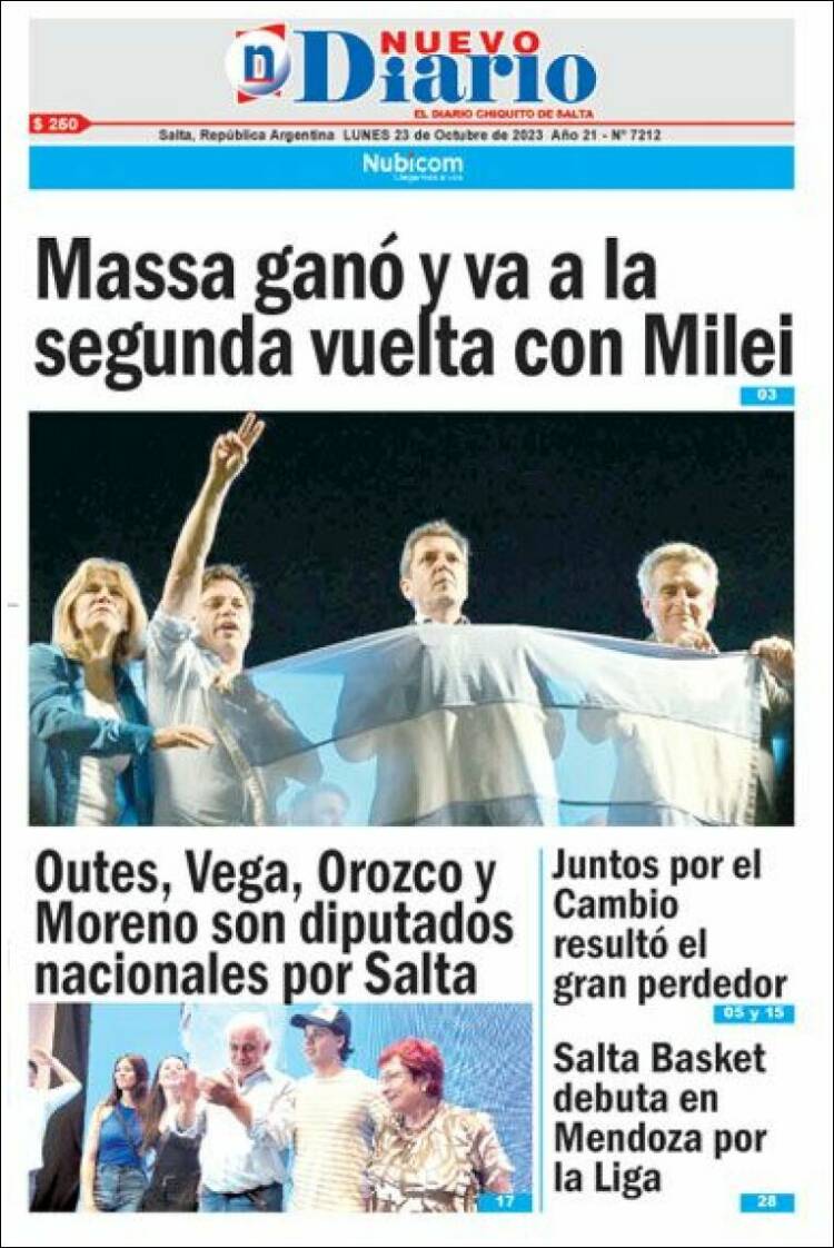 Portada de Nuevo Diario de Salta (Argentina)