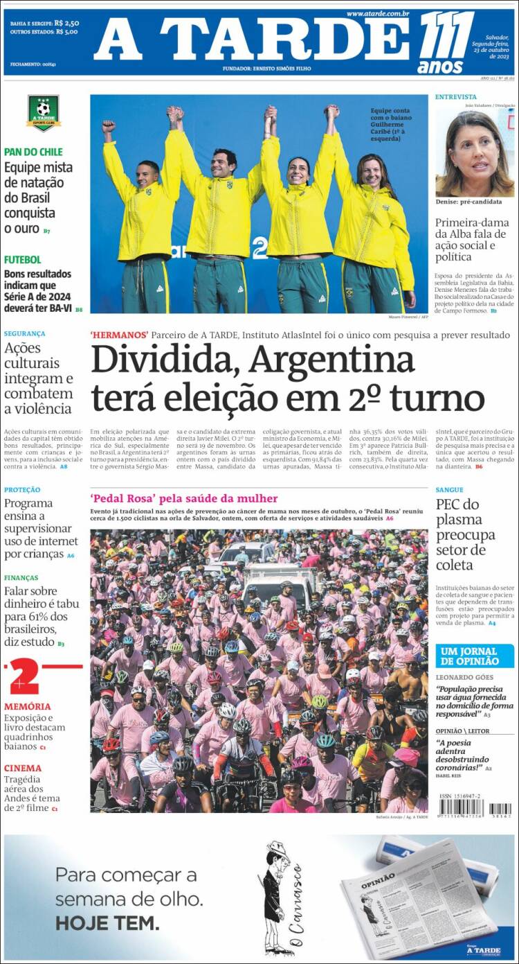 Portada de Diário A Tarde (Brasil)