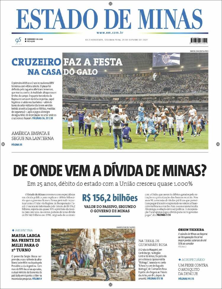 Portada de Jornal Estado de Minas (Brasil)