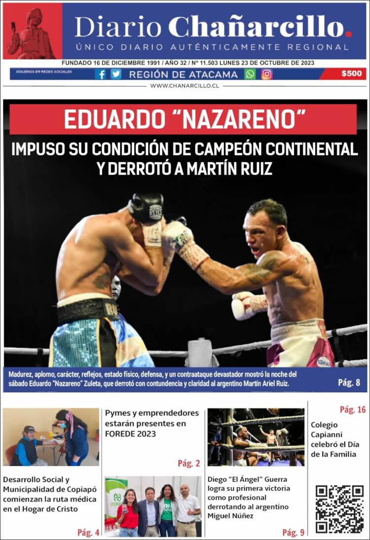 Portada de Diario Chañarcillo (Chile)