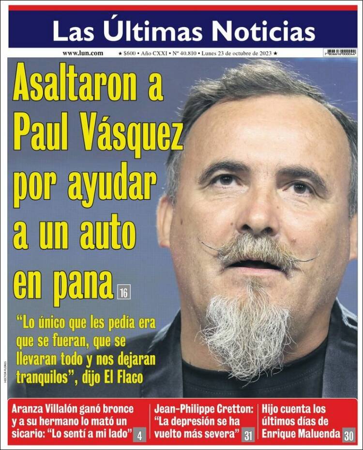 Portada de Las Últimas Noticias (Chile)