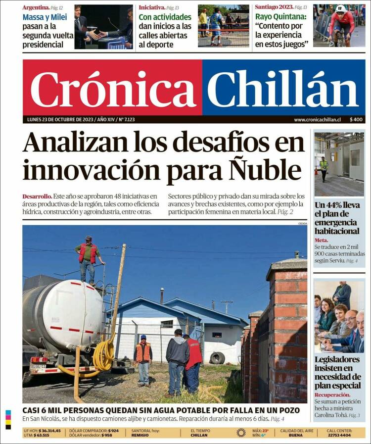 Portada de Crónica Chillán (Chile)