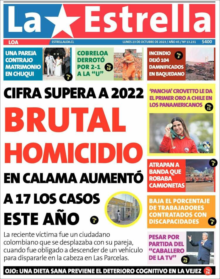 Portada de La Estrella de Loa (Chile)