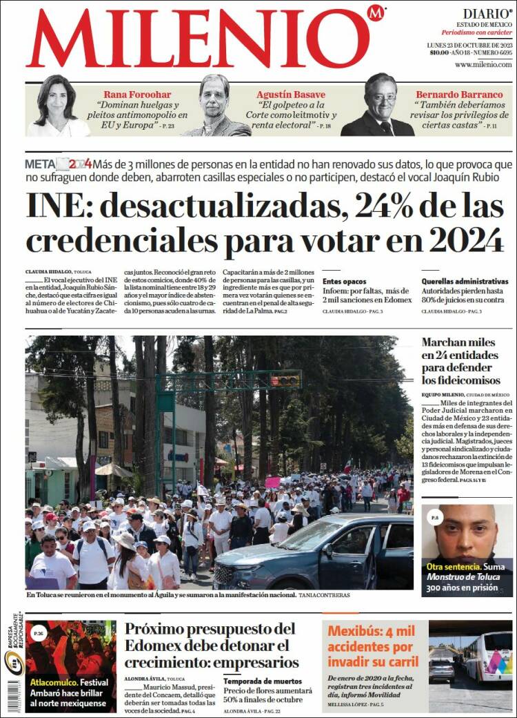Portada de Milenio - Estado de México (México)