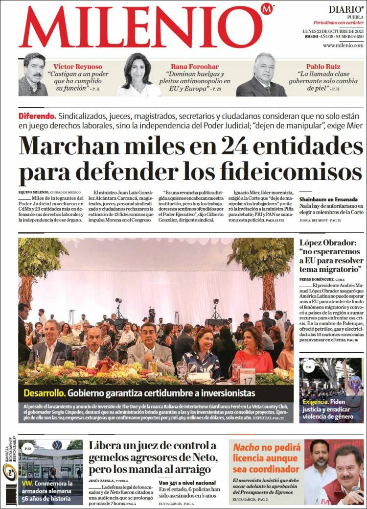 Portada de Milenio de Puebla (México)