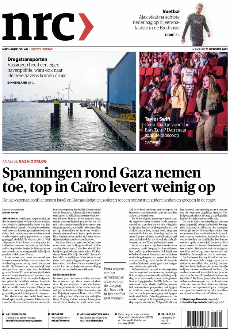 Portada de NRC Handelsblad (Pa&iacute;ses Bajos)