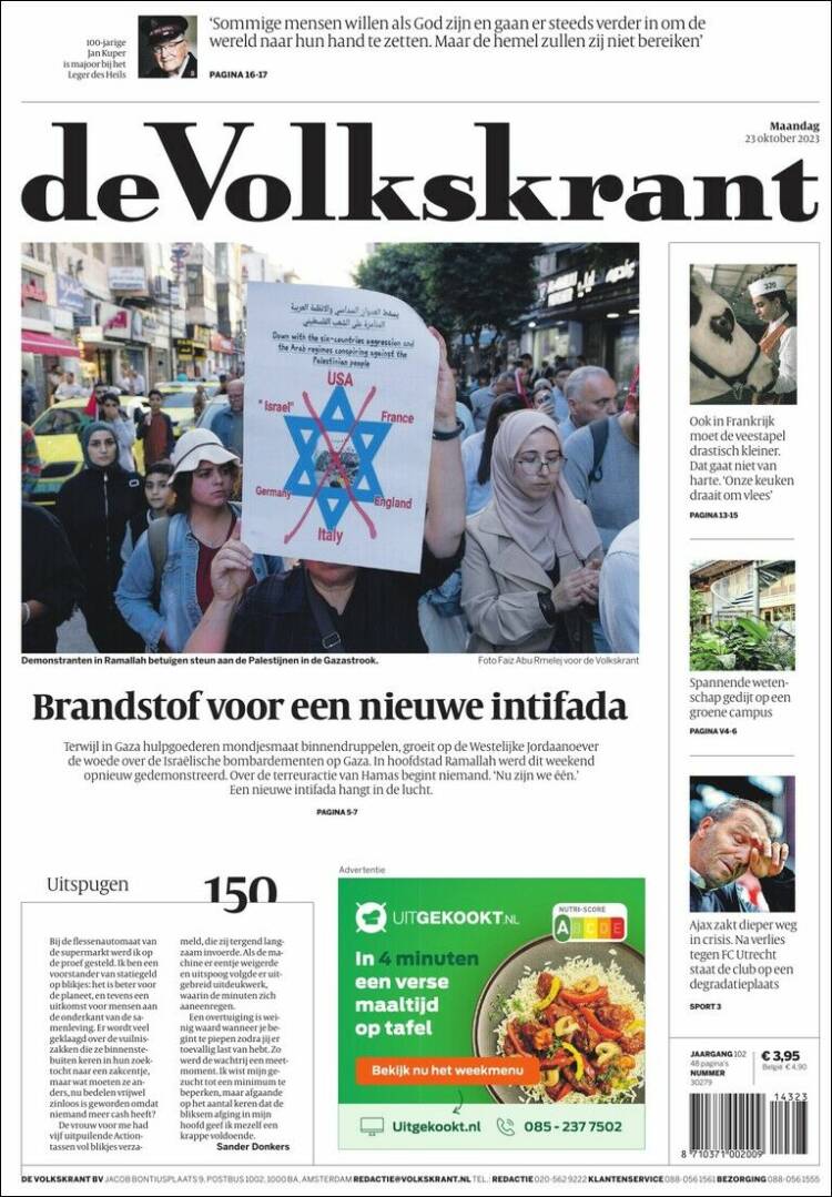 Portada de De Volkskrant (Pa&iacute;ses Bajos)