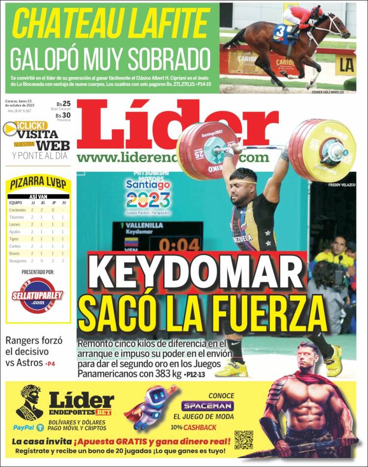 Portada de Lider en deportes (Venezuela)