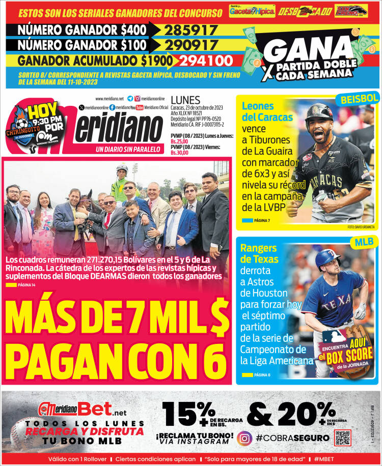 Portada de Meridiano (Venezuela)