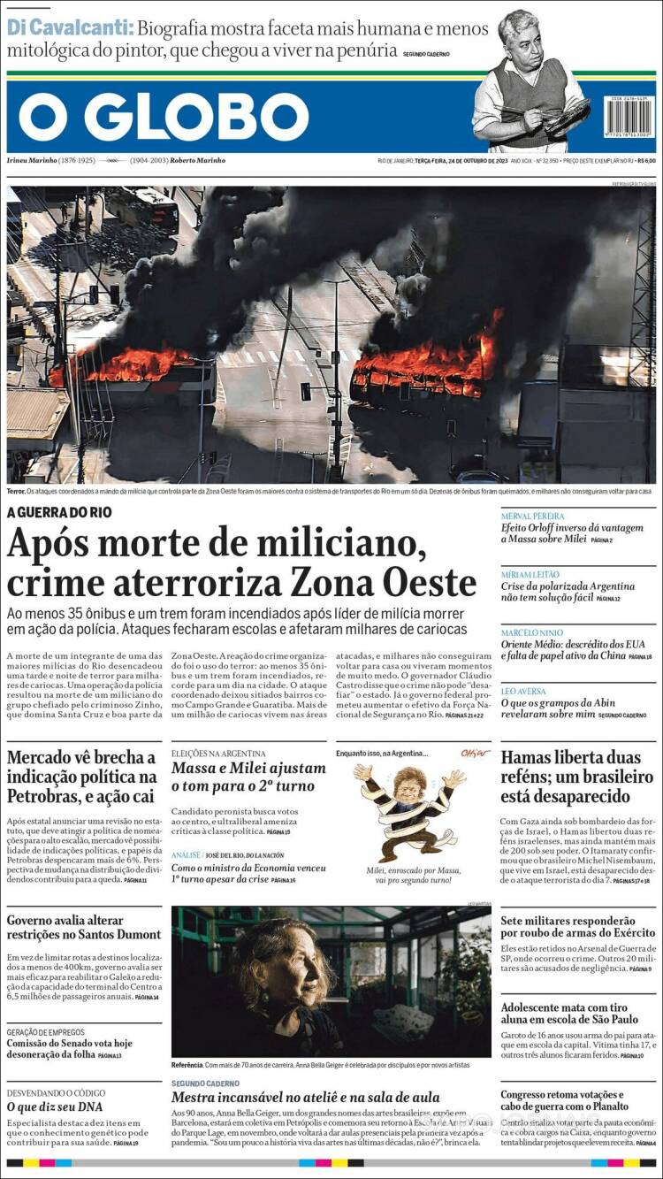 Portada de O Globo (Brasil)