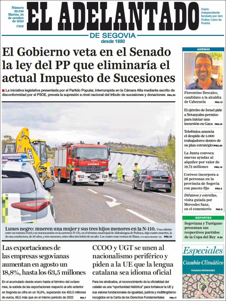 Portada de El Adelantado de Segovia (España)