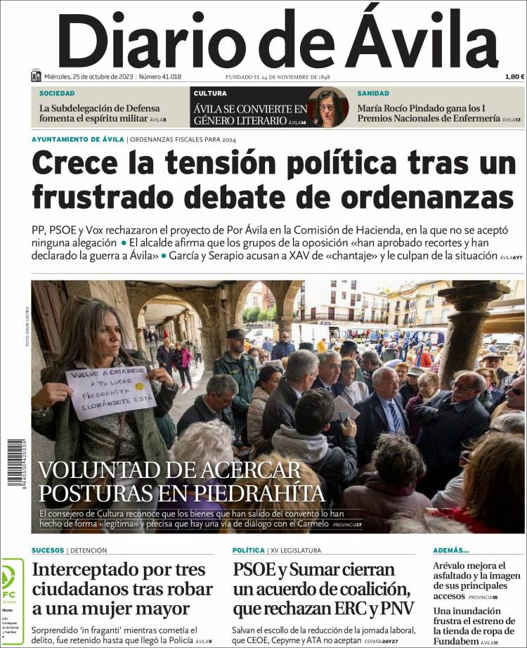 Portada de Diario de Ávila (España)