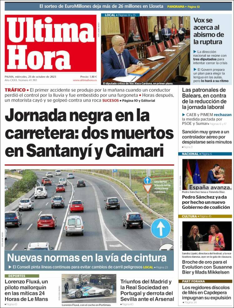 Portada de Última Hora (España)