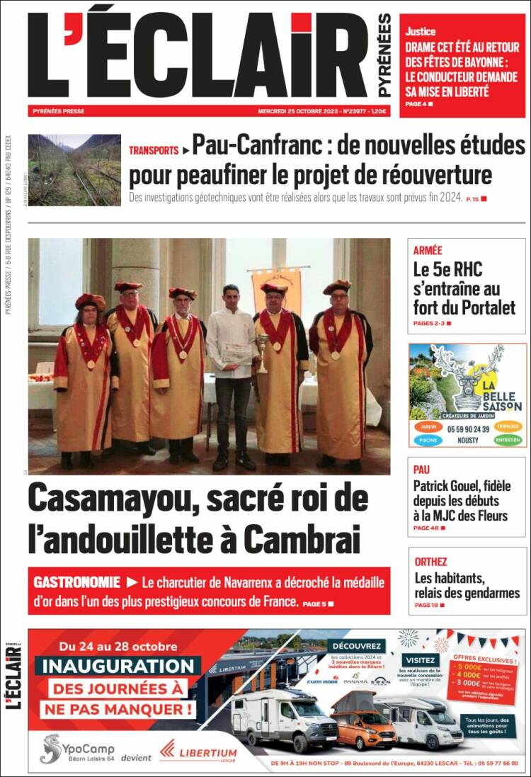 Portada de L'Eclair des Pyrénées (Francia)