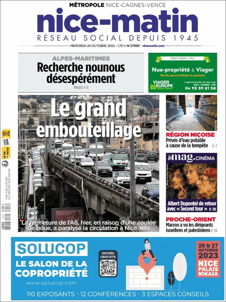 Portada de Nice-Matin (Francia)