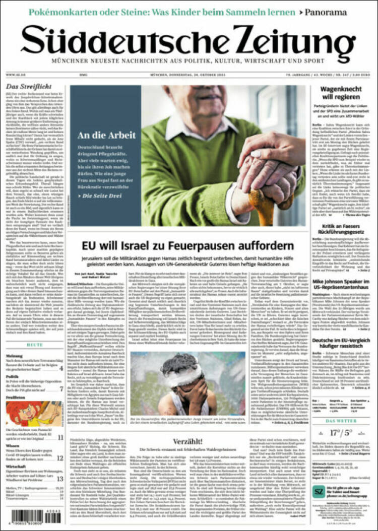 Portada de Sueddeutsche (Alemania)