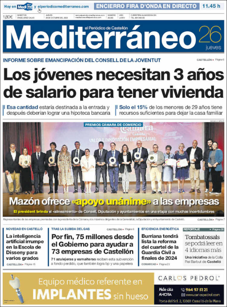 Portada de El Periódico Mediterraneo (España)