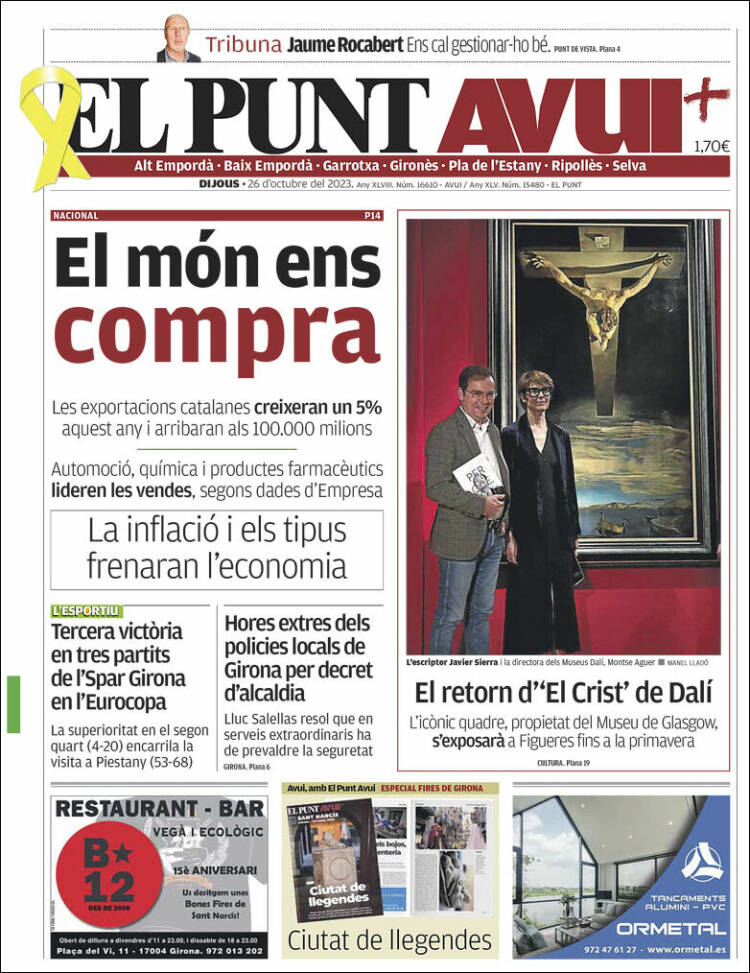 Portada de El Punt Avui - Girona (España)