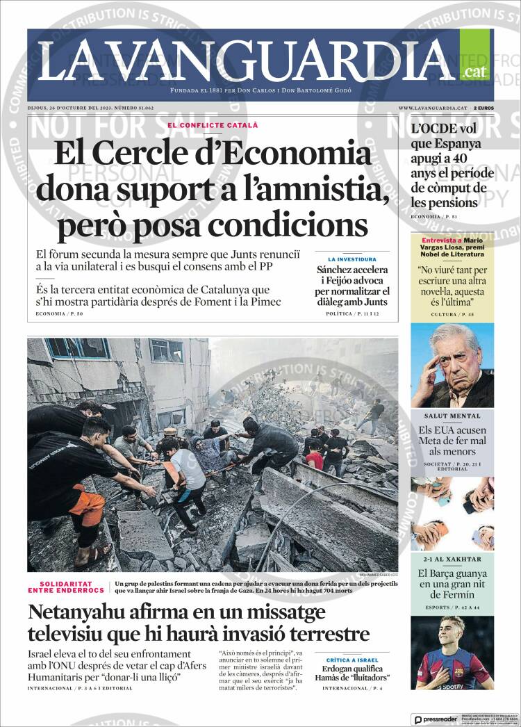 Portada de La Vanguardia (España)