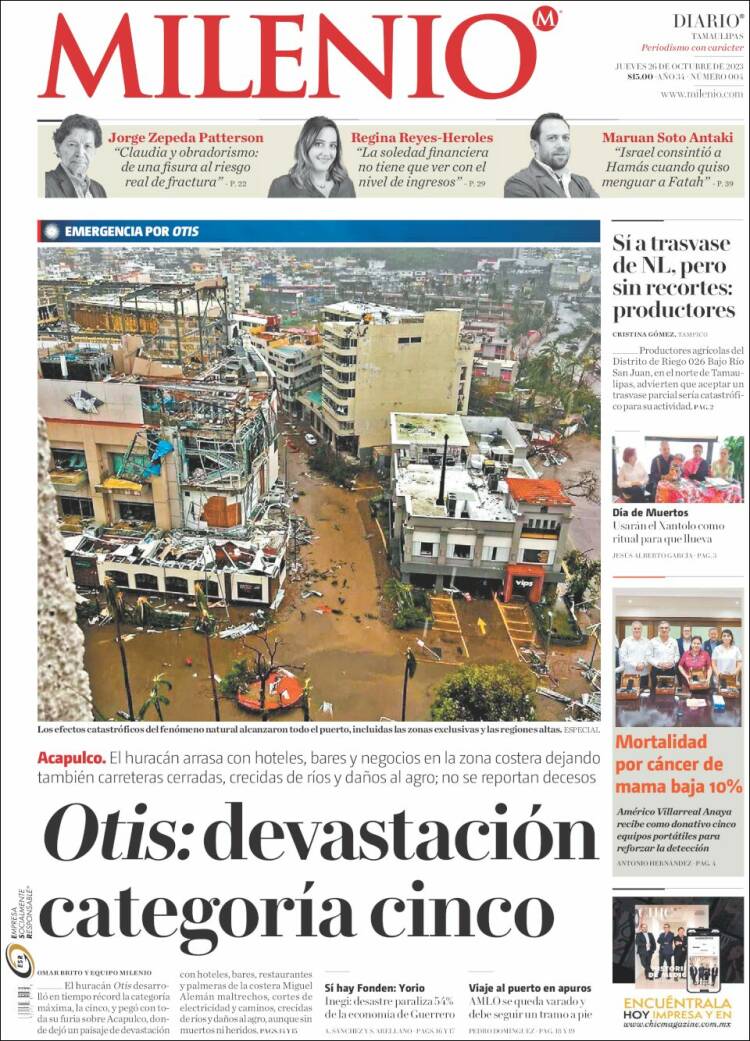 Portada de Milenio - Tamaulipas (México)