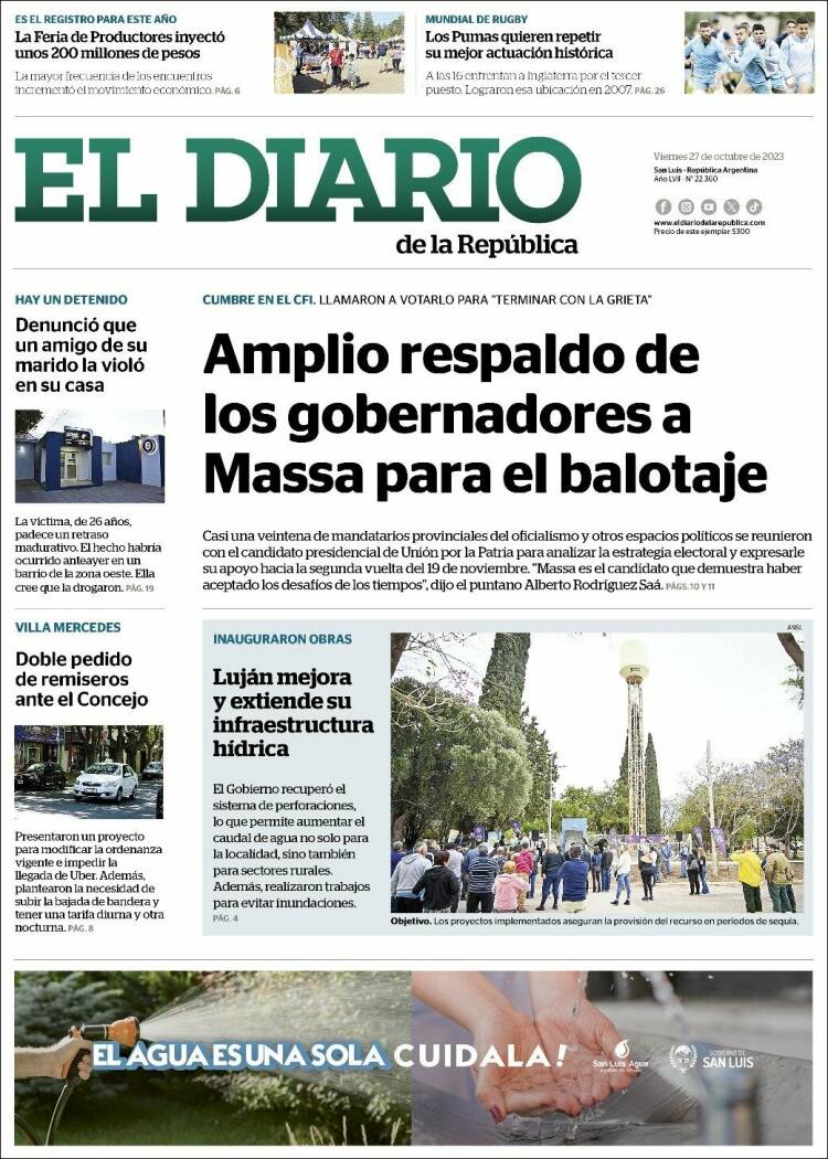 Portada de Diario de la República (Argentina)