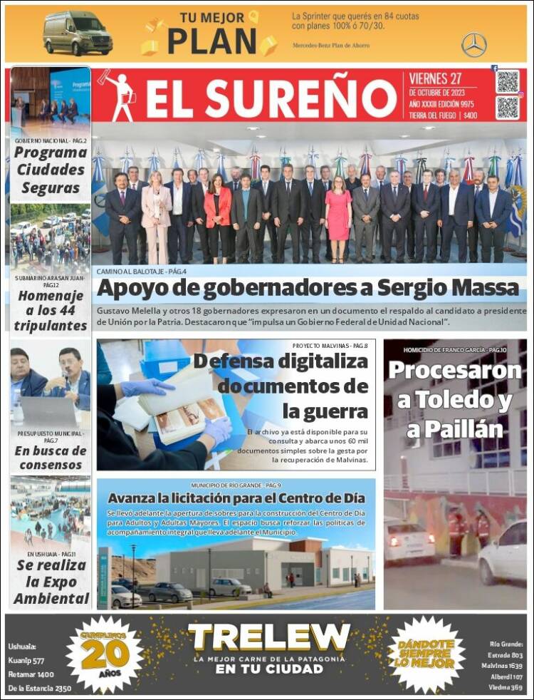 Portada de Diario El Sureño (Argentina)