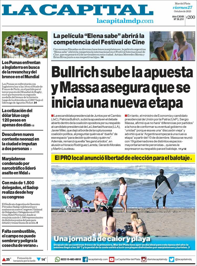 Portada de Diario La Capital - Mar del Plata (Argentina)