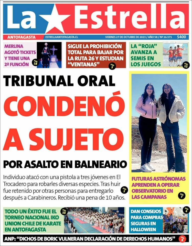 Portada de La Estrella del Norte (Chile)